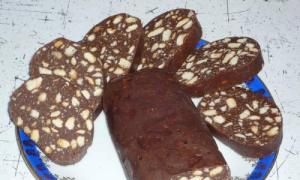 Шоколадная колбаса из печенья: простой классический пошаговый рецепт из детства
